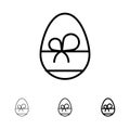 Egg, Gift, Spring, Eat Bold and thin black line icon set