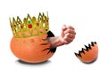 Egg golden crown punch fist escape freedom concept business industry success competition king future Royalty Free Stock Photo