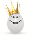 Egg with golden crown on white background. Isolated 3D illustration Royalty Free Stock Photo