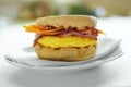 Egg, ham and cheese on whole wheat English muffin Royalty Free Stock Photo