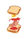 Egg and ham sandwich. Vector illustration decorative design