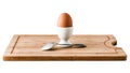 Egg holder with brown chicken egg and spoon. Healthy breakfast Royalty Free Stock Photo