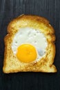 Egg in a hole fried sandwich breakfast