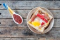 Egg, hotdog and crab stick in bread Royalty Free Stock Photo