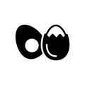 Black solid icon for Egg, half and cooked Royalty Free Stock Photo