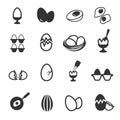 Egg icons set. Vector eggs signs like broken, fried or farm for breakfast isolated Royalty Free Stock Photo