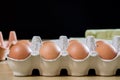 Eggs in a kitchen table.