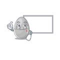 Egg kitchen time cartoon design with Thumbs up finger bring a white board