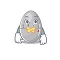 Egg kitchen timer cartoon character style having strange silent face Royalty Free Stock Photo