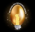 Egg with light bulb and coins, business golden Idea concept