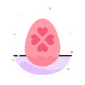 Egg, Love, Heart, Easter Abstract Flat Color Icon Template