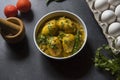 Egg masala curry in mustard sauce served in a bowl. Royalty Free Stock Photo