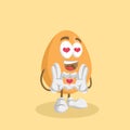 Egg mascot and background in love pose Royalty Free Stock Photo
