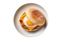 Egg Mcmuffin On White Plate, On White Background Royalty Free Stock Photo