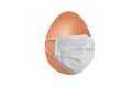 Egg with medical mask , virus infections prevention and protection concept