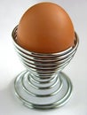 Egg in metal spiral eggcup Royalty Free Stock Photo