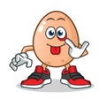 Egg mocking mascot vector cartoon illustration