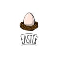 Egg in a nest. Easter. Christian symbol. Easter template.