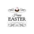 Egg in a nest. Easter Christian symbol. Happy Easter greeting card. Vector illustration.