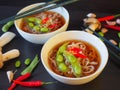 Egg noodle or ramen with soysauce soup Royalty Free Stock Photo