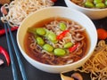 Egg noodle or ramen with soysauce soup. Royalty Free Stock Photo