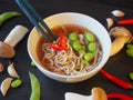 Egg noodle or ramen with soysauce soup. Royalty Free Stock Photo