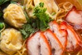 Egg noodle soup with red roast pork