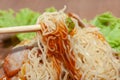 Egg noodle soup with red roasted pork Royalty Free Stock Photo