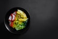 Egg noodle and wonton with red roast pork and green vegetables Royalty Free Stock Photo