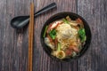 Egg noodle wonton soup with red roasted pork