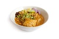 Egg noodles with chicken curry soup Royalty Free Stock Photo