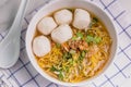 Egg Noodles with Fish Balls, Clear Soup Noodles in White Cups