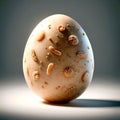 Salmonella Enteritidis. Listeria monocytogenes. Egg object with etched microbes, symbolizing scientific study in microbiology