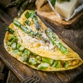 Egg Omelette Garnished with Asparagus and Cheese