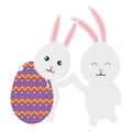 egg paint with couple cute rabbits easter decoration