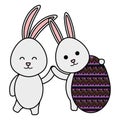 egg paint with couple cute rabbits easter decoration