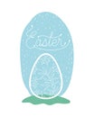 Egg painted easter with hand made font in the field Royalty Free Stock Photo