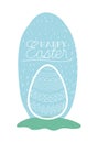 Egg painted easter with hand made font in the field Royalty Free Stock Photo