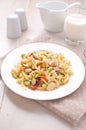 Egg pasta with cream sauce and vegetables Royalty Free Stock Photo