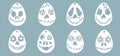 Egg pattern for laser cutting. Funny and scary faces for Easter. Plotter cutting
