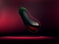 Egg plant floating on a red back ground Royalty Free Stock Photo