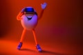 Egg in a play room in VR headset Royalty Free Stock Photo