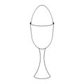 Egg. Poached. Sketch. A soft-boiled egg in a glass-shaped egg holder. Vector illustration. Coloring book for children.