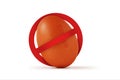 Egg with prohibition sign on white background - No egg concept Royalty Free Stock Photo