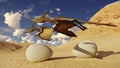 Egg and pterodactyl 3d rendering