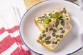 Egg pudding, green beans and baked ham. Royalty Free Stock Photo