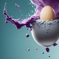 egg in a purple fluid splash