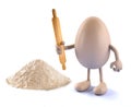 Egg, rolling pin and farina Royalty Free Stock Photo