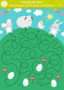 Egg rolling race labyrinth. Easter maze for children. Holiday preschool printable educational activity. Funny spring game or