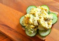 Egg Salad Sandwich for lunch on ironwood cutting board Royalty Free Stock Photo